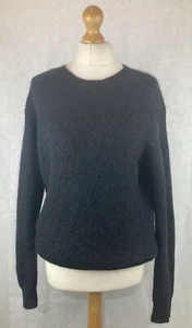 All Saints Women’s Dark Grey Mohair Wool along Sleeve Pullover Jumper XS 101 - Picture 1 of 11