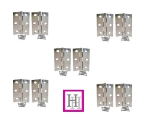 Bisagras a tope 3"x 2" (75 mm x 50 mm) acabado plateado gabinete de puerta x 5 pares (D3) - Imagen 1 de 5
