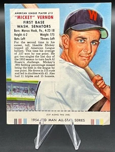 Béisbol original 1954 Red Man Tobacco All Star Series Mickey Vernon con pestaña en muy buena condición - Imagen 1 de 2