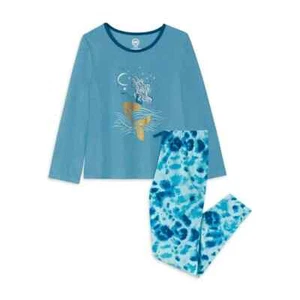 NWT Wonder Nation Girls L (10-12) Mermaid Cozy 2-pc Pajama Sleep Set Teal - Picture 1 of 9
