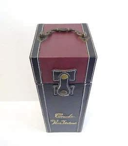 Vintage Wood w/ Leather Details Grandi Vini Italiani Wine Bottle Carrier Storage - Picture 1 of 6