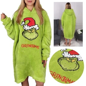 Grinch Damen grünes Sweatshirt, Bademantel, Kapuzendecke, Snuddie S-M - Bild 1 von 9