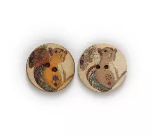 Pkg of 10 SQUIRRELS 2-hole Wood Buttons 1" (25mm) Scrapbook Craft 6040) - Picture 1 of 2
