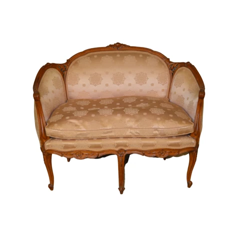 Antique Love Seat, French Carved Settee #21589 Cover