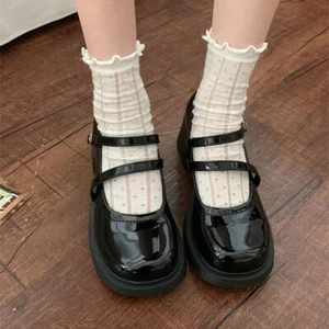 Zapatos de salón británicos con hebilla y punta redonda para mujer fiesta damas tacón bloque Mary Jane 39 - Imagen 1 de 25