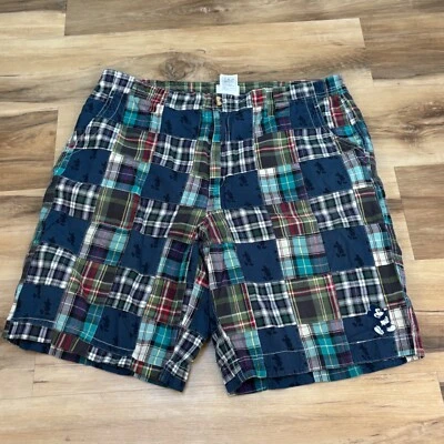 Шорты мужские Walt Disney World 40 синие Madras клетчатые пэчворк хлопок 9 дюймов Mickey - Изображение 1 из 4
