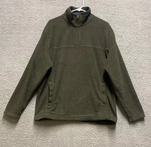 St Johns Bay Mens Sweatshirt Medium Green Fleece 1/4 Zip Mock Neck Pockets - Picture 1 of 6