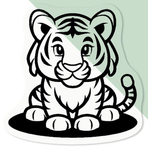 'Cute Tiger Sitting' Clear Sticker Decals (DC045855) - Picture 1 of 30