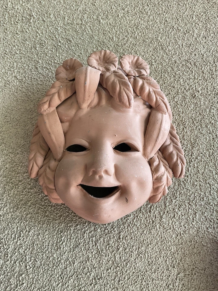 Máscara de terracota vintage Baco arte italiano cerámica jardín estaciones nuevo Foto 1 de 1