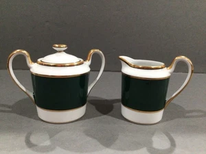 Fitz and Floyd Renaissance Green Sugar and Creamer Set EUC - Picture 1 of 4