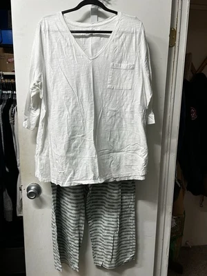 Lane Bryant Cacique Dormir Pj Conjunto Salón Conjunto Top 22/24 Pantalones 18/20 Copos de Nieve Foto 1 de 4