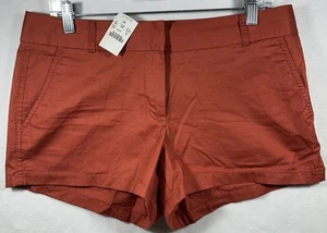 J.Crew Chino Shorts Broken-In Pockets Casual Red Orange Women's Size 8 Brand New - Picture 1 of 8