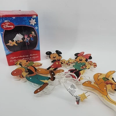 Marcadores de camino iluminados vintage de Navidad de Disney Mickey Minnie Goofy 10" Foto 1 de 4