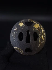 Japanische Art Weinrebe Tsuba für Wakziashi Edo Periode Antik A267 - Bild 1 von 9