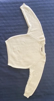 Eddie Bauer Cotton Texture Knit Ivory Sweater, A Grade Vintage, Men's Large - Image 1 of 4