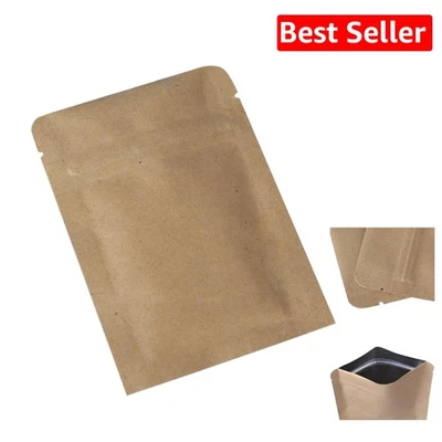 Bolsas Kraft termosellables 4.3"x 7.1" - 100 bolsas Ziplock reutilizables para seguridad alimentaria Foto 1 de 4