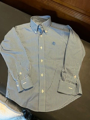 Camisa Brooks Brothers Niños Azul Guinga Cuadros Botones LS, Talla XS Foto 1 de 4