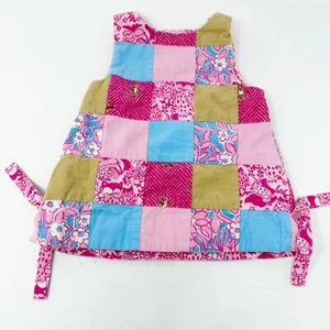 Lilly Pulitzer Kids Pink Tan Corduroy Owl Patchwork Girls Jumper Dress 3-6M - Picture 1 of 9