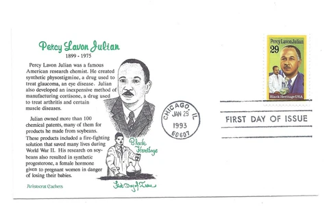 2746 Percy Lavon Julian, Black Heritage 1993, Aristocrat Cachets, FDC Cover