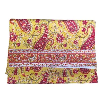 Table Runner Pottery Barn Cotton Paisley Yellow Mustard Table Runner 16”x90” - Image 1 of 4