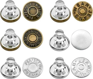 6× Jean Button Pins，3/4 in Vintage No Sew Instant Replacement Combo Copper Tack - Picture 1 of 6