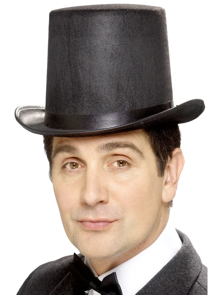 Cappello A Cilindro Nero Per Bambini Maghi Costume Elegante Vittoriano Anni 1920 - Immagine 1 di 1