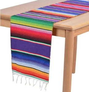 14" X 84" Serape Mexican Fiesta Woven Cotton Washable Reusable Table Runner - Picture 1 of 9