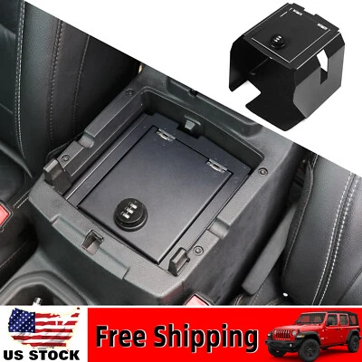 1X Locking Armrest Vault Safe Storage Box Accessories For Jeep Wrangler JL 2018+ Foto 1 de 4