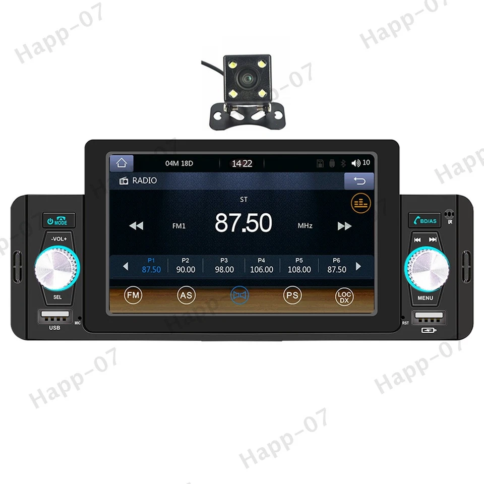 Reproductor de MP5 Bluetooth de radio estéreo para automóvil de 1 din para cámara automática Apple Carplay Android Foto 1 de 4