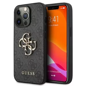 Funda rígida para móvil iPhone 13 Pro Max Guess gris logotipo dorado - Imagen 1 de 8
