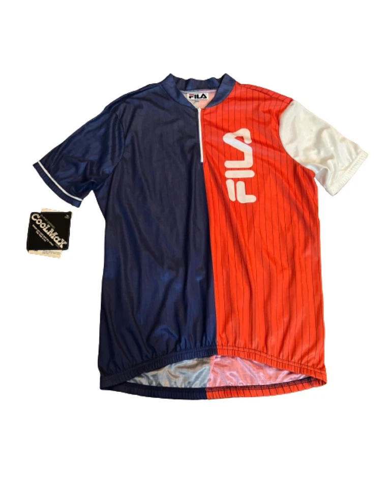 Camiseta deportiva de ciclismo Fila vintage bicicleta profesional de carreras manga corta CoolMax unisex XL Foto 1 de 4