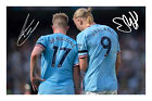 Erling Haaland & Kevin DeBruyne Manchester City Signed A4 Autograph Photo Print