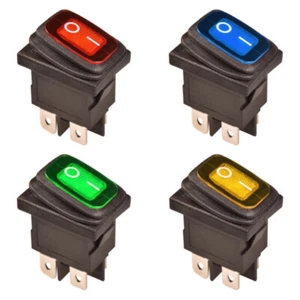 Wippschalter EIN-AUS Wasserdicht IP65 LED Beleuchtet 230V AC 13*20mm Rot Blau - Bild 1 von 7