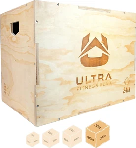 Ultrafitness 3-In-1 Wooden Plyo Box, Non-Slip Plyometric Jump Box for Home Gym & - Picture 1 of 12