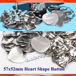 100 Sets Heart Shape 57x52mm Blank Pin Back Metal Badge Button Maker  - Picture 1 of 1