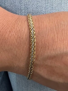10K Gold bicolor 7,25" gewebtes Armband - 3,6 mm zierliches leichtes vorsteckbares Armband - Bild 1 von 10