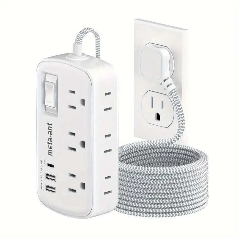 Surge Protector Power Strip 2USB 10ftHeavy Cord  6Outlets  Heavy Duty Protection - Image 1 of 4
