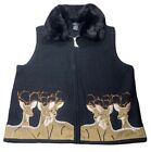 Lisa International Excellent Condition Zip Up Vest Boiled 100% Wool Size L