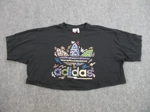 Adidas Shirt Womens Adult 4X Black Cropped Ladies Athletic Lightweight Logo - Picture 1 of 11