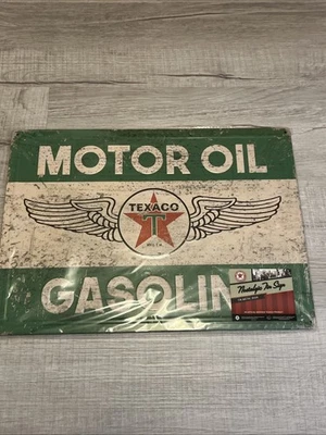 LETRERO DE METAL 12"X17" TEXACO GASOLINA NÚMERO 1 Hombre Cueva Garaje Novedad Decorativo Foto 1 de 4