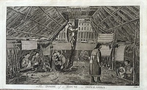 1794 Inside of Unalaska Habitation, Alaska Cook's Voyages Original Antique Print - Picture 1 of 1