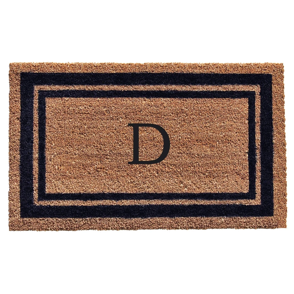 Felpudo con monograma 153002436D borde azul oscuro 24" x 36" (letra D) Foto 1 de 1