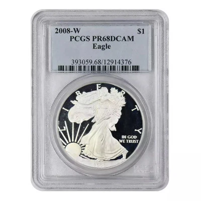 2008-W American Silver Eagle PCGS PR-68 DCAM - Image 1 of 2