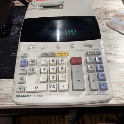 Sharp EL-2192R2 12 Digit Electronic Calculator 2 Color Printer Tested - Image 1 of 4