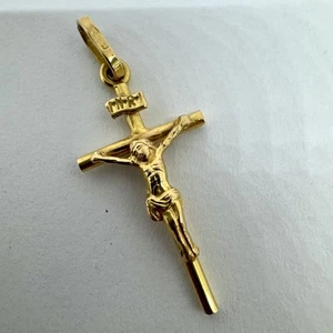 18K 750 Gelbgold 1,4G Jesus Kreuz Anhänger Charm! (WMP015028) - Bild 1 von 8