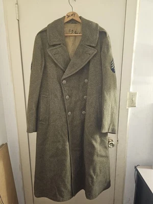 Casaco de lã militar vintage masculino 40R exército verde clima frio Segunda Guerra Mundial EUA - Imagem 1 de 4