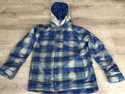 Burton Snowboard Jacket Youth Boys L 14/16 Blue/Green Plaid Dryride Ski Coat - Image 1 of 4