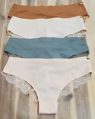 Betsey Johnson Women's 4-Pack Cheeky Lace Back Sexy Panties Size Medium - Image 1 of 4