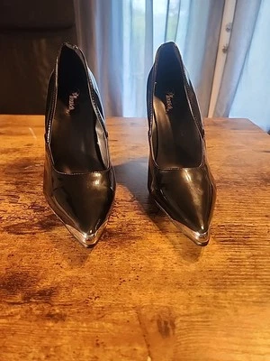 Pleaser Heat-01 4 1/2" Womens Spikes Chrome Heel Stiletto Dress Pump - Image 1 of 4