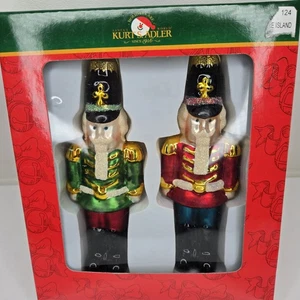 Vintage Kurt S. Adler Handcrafted Glass 2 Nutcracker Ornaments Original Box - Picture 1 of 9